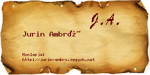 Jurin Ambró névjegykártya